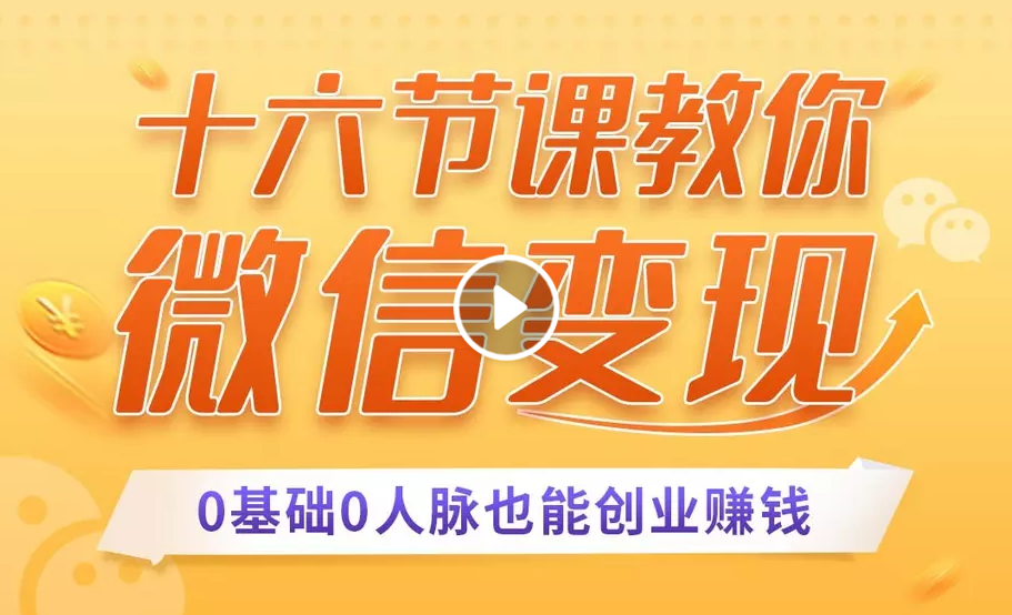 十六节课教你零基础微信变现，用单品打爆市场，每月收入超过10万+-红薯资源库