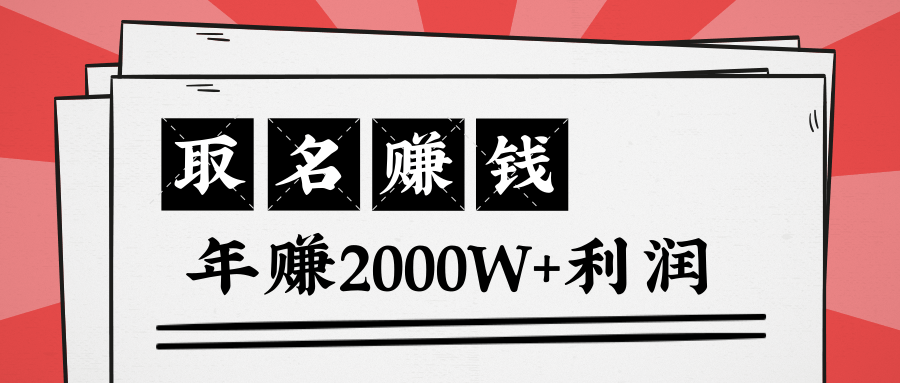 王通：不要小瞧任何一个小领域，取名技能也能快速赚钱，年赚2000W+利润-红薯资源库