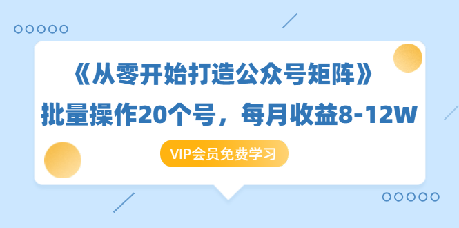 《从零开始打造公众号矩阵》批量操作20个号，每月收益大概8-12W（44节课）-红薯资源库