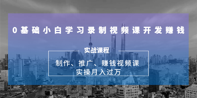 0基础小白学习录制视频课开发赚钱：制作、推广、赚钱视频课 实操月入过万-红薯资源库