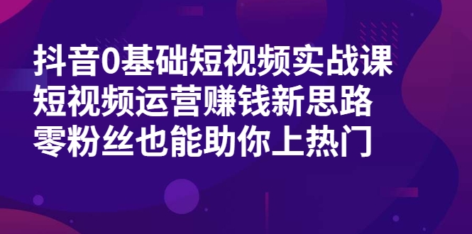 抖音0基础短视频实战课，短视频运营赚钱新思路，零粉丝也能助你上热门-红薯资源库