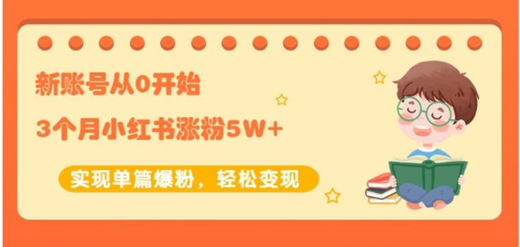 生财小红书涨粉变现：新账号从0开始3个月小红书涨粉5W+实现单篇爆粉-红薯资源库