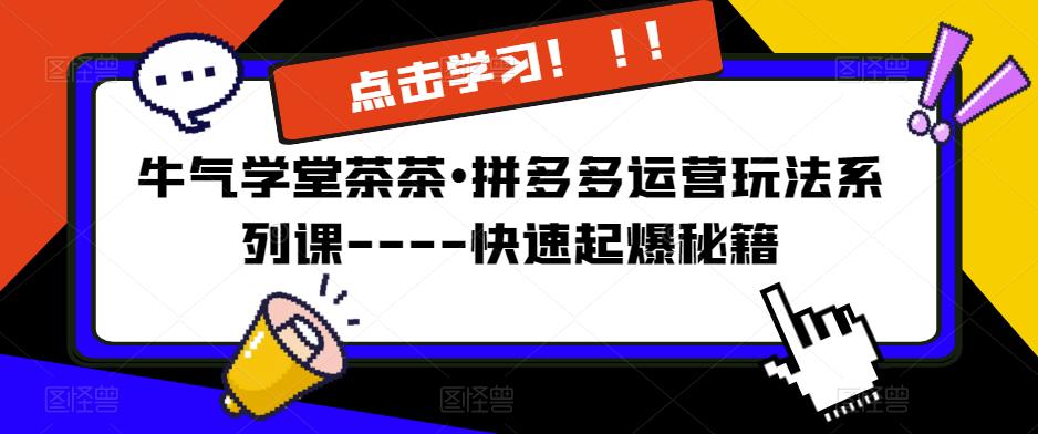 牛气学堂茶茶•拼多多运营玩法系列课—-快速起爆秘籍【更新】-红薯资源库