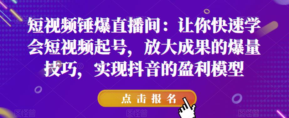 短视频锤爆直播间：让你快速学会短视频起号，放大成果的爆量技巧，实现抖音的盈利模型-红薯资源库