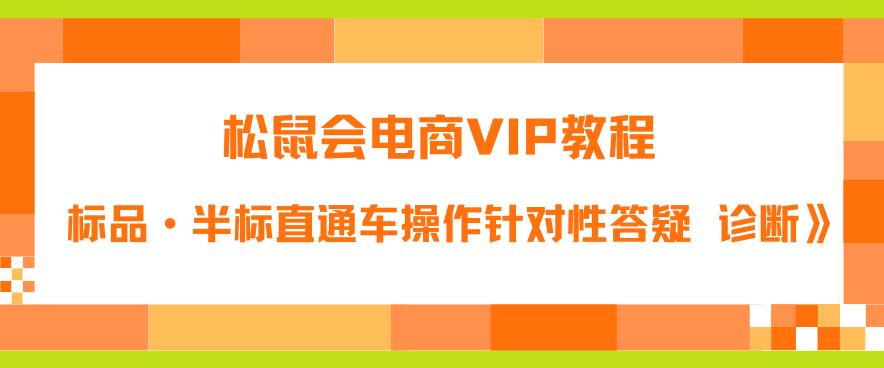 松鼠会电商VIP教程：松鼠《付费推广标品·半标直通车操作针对性答疑&诊断》-红薯资源库