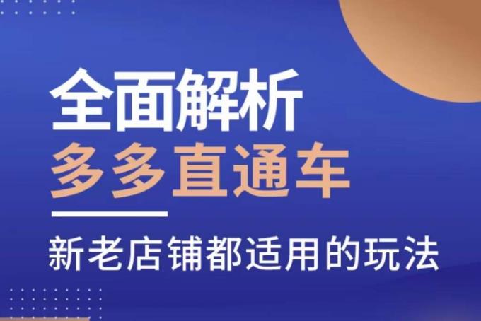 全面解析多多直通车，​新老店铺都适用的玩法-红薯资源库