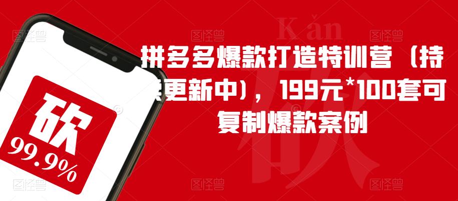 拼多多爆款打造特训营（持续更新中)，199元*100套可复制爆款案例-红薯资源库