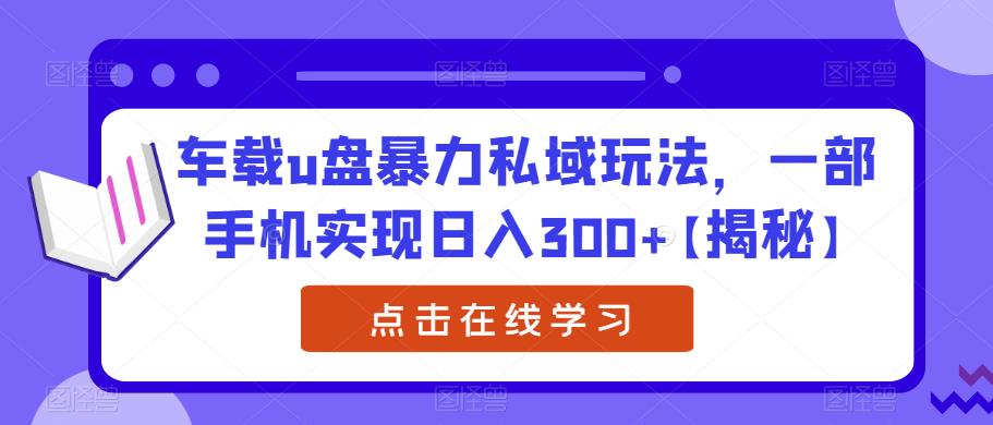 车载u盘暴力私域玩法，一部手机实现日入300+【揭秘】-红薯资源库