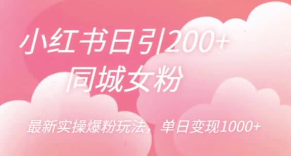 小红书日引200+同城女粉，最新实操爆粉玩法，单日变现1000+【揭秘】-红薯资源库