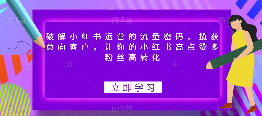 破解小红书运营的流量密码，揽获意向客户，让你的小红书高点赞多粉丝高转化-红薯资源库