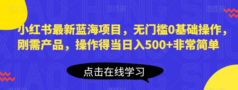 小红书最新蓝海项目，无门槛0基础操作，刚需产品，操作得当日入500+非常简单【揭秘】-红薯资源库