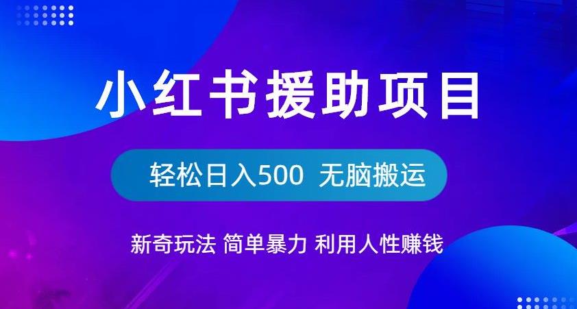 小红书援助项目新奇玩法，简单暴力，无脑搬运轻松日入500【揭秘】-红薯资源库