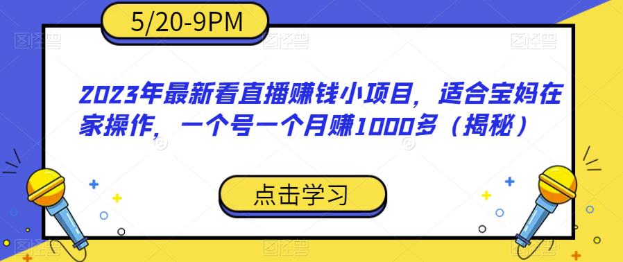 2023年最新看直播赚钱小项目，适合宝妈在家操作，一个号一个月赚1000多（揭秘）-红薯资源库