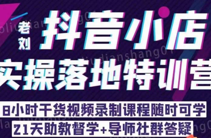 老刘·抖店商品卡流量，​抖音小店实操落地特训营，8小时干货视频录制课程随时可学-红薯资源库