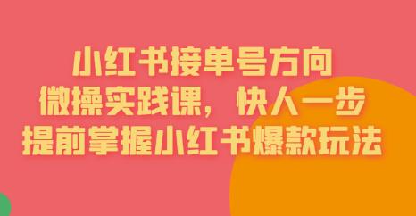 接单号方向·小红书微操实践课，快人一步，提前掌握小红书爆款玩法-红薯资源库