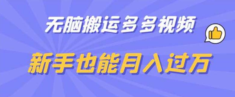 无脑搬运多多视频，新手也能月入过万【揭秘】-红薯资源库