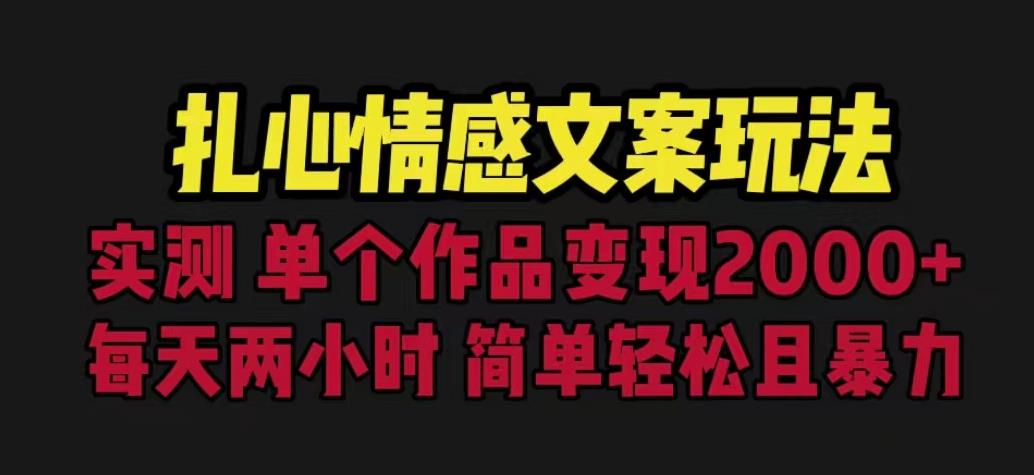 扎心情感文案玩法，单个作品变现5000+，一分钟一条原创作品，流量爆炸【揭秘】-红薯资源库