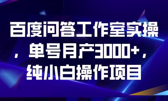 百度问答工作室实操，单号月产3000+，纯小白操作项目【揭秘】-红薯资源库