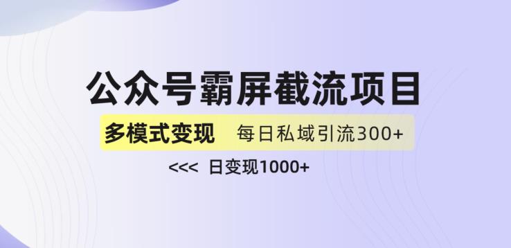 公众号霸屏截流项目+私域多渠道变现玩法，全网首发，日入1000+【揭秘】-红薯资源库