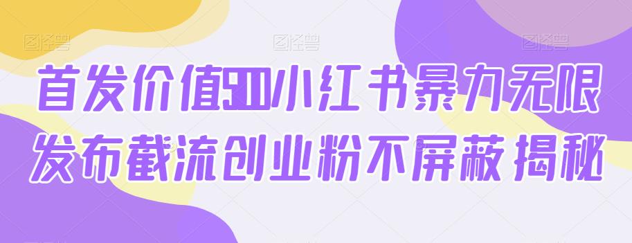 首发价值5100小红书暴力无限发布截流创业粉不屏蔽揭秘-红薯资源库