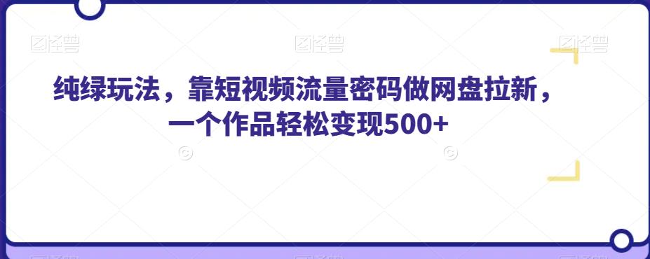 纯绿玩法，靠短视频流量密码做网盘拉新，一个作品轻松变现500+【揭秘】-红薯资源库