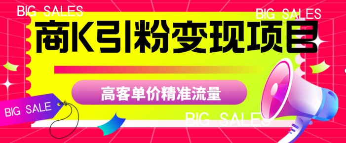 商K引粉变现项目，高客单价精准流量【揭秘】-红薯资源库