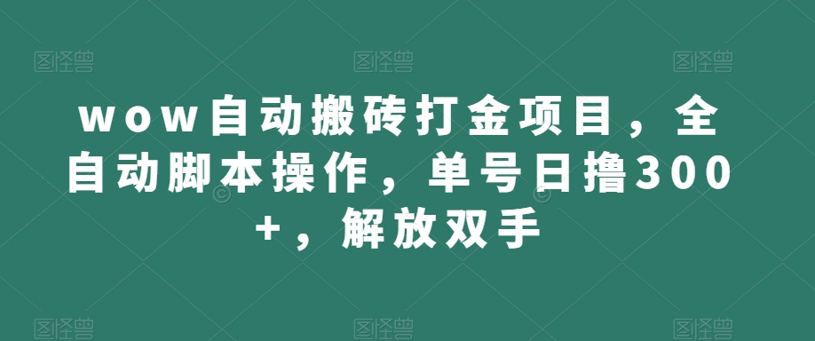 wow自动搬砖打金项目，全自动脚本操作，单号日撸300+，解放双手【揭秘】-红薯资源库