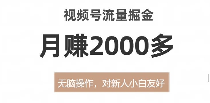 视频号流量掘金，无脑操作，对新人小白友好，月赚2000多【揭秘】-红薯资源库