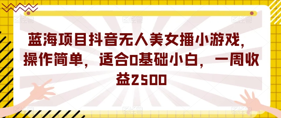 蓝海项目抖音无人美女播小游戏，操作简单，适合0基础小白，一周收益2500【揭秘】-红薯资源库