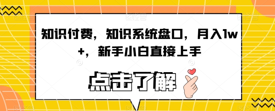 知识付费，知识系统盘口，月入1w+，新手小白直接上手-红薯资源库