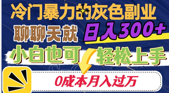 冷门暴利的副业项目，聊聊天就能日入300+，0成本月入过万【揭秘】-红薯资源库