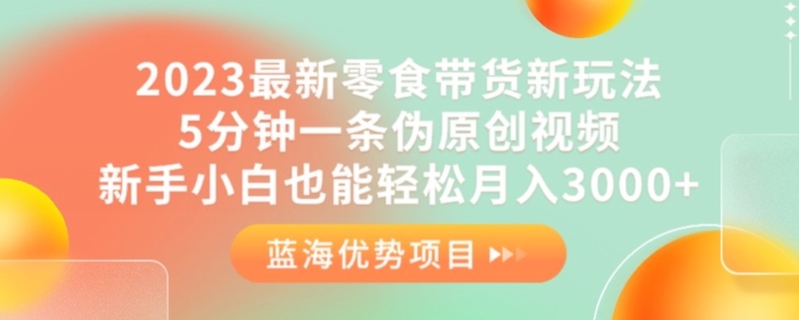 2023最新零食带货新玩法，5分钟一条伪原创视频，新手小白也能轻松月入3000+【揭秘】-红薯资源库