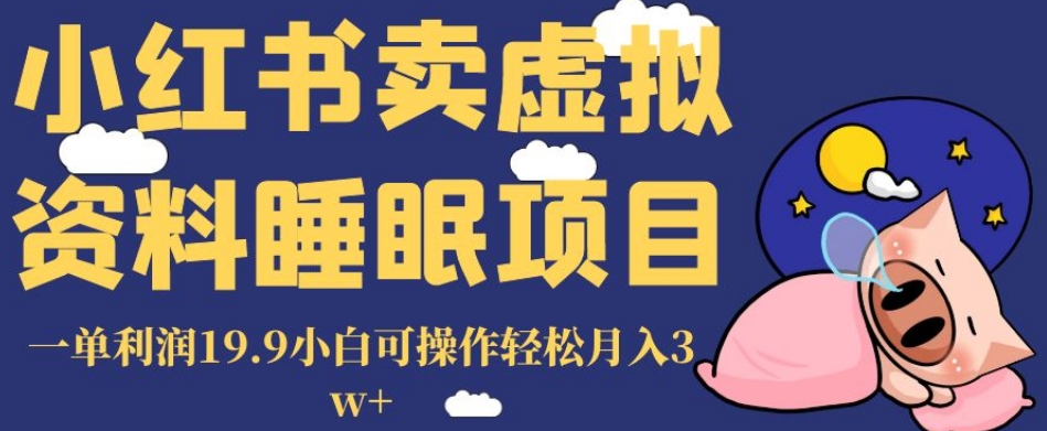 小红书卖虚拟资料睡眠项目，一单利润19.9小白可操作轻松月入3w+【揭秘】-红薯资源库