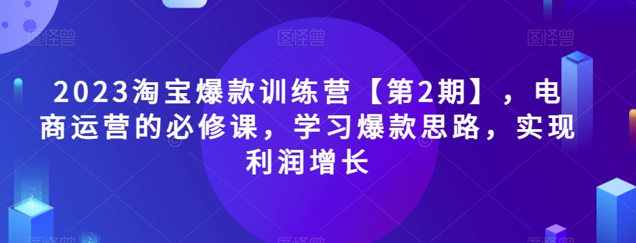 2023淘宝爆款训练营【第2期】，电商运营的必修课，学习爆款思路，实现利润增长-红薯资源库