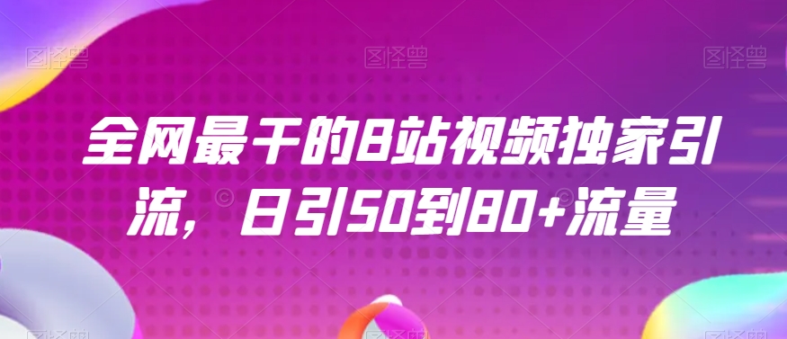 全网最干的B站视频独家引流，日引50到80+流量【揭秘】-红薯资源库