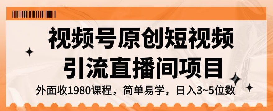 视频号原创短视频引流直播间项目，日入3~5五位数【揭秘】-红薯资源库