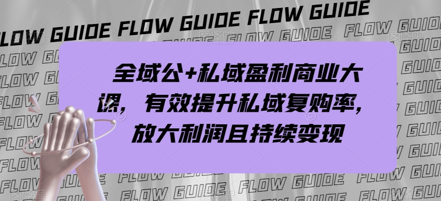 全域公+私域盈利商业大课，有效提升私域复购率，放大利润且持续变现-红薯资源库