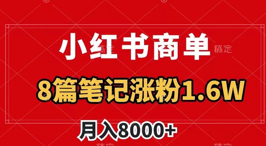 小红书商单最新玩法，8篇笔记涨粉1.6w，作品制作简单，月入8000+【揭秘】-红薯资源库