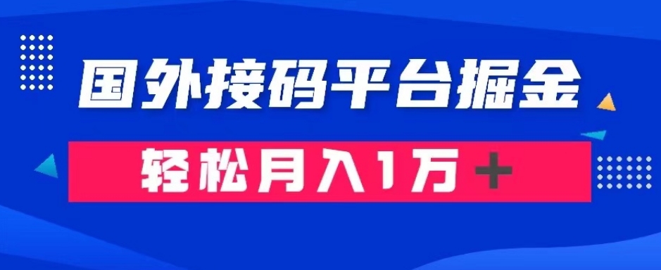 通过国外接码平台掘金：成本1.3，利润10＋，轻松月入1万＋【揭秘】-红薯资源库