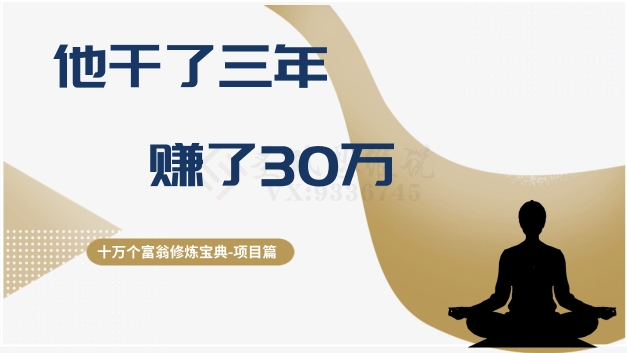 十万个富翁修炼宝典之2.他干了3年，赚了30万-红薯资源库