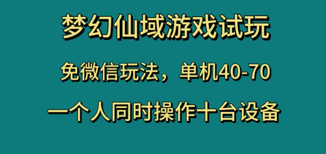 梦幻仙域游戏试玩，免微信玩法，单机40-70，一个人同时操作十台设备【揭秘】-红薯资源库