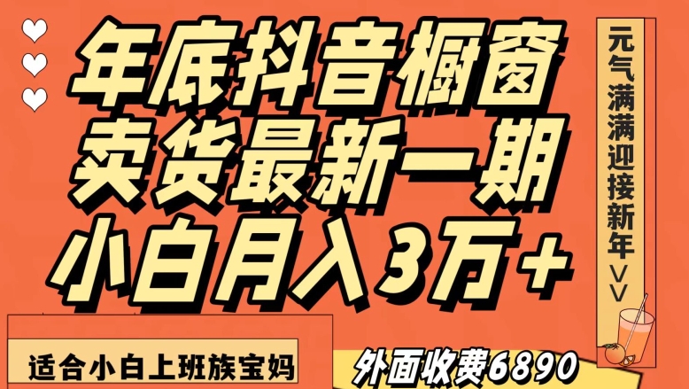 外面收费6890元年底抖音橱窗卖货最新一期，小白月入3万，适合小白上班族宝妈【揭秘】-红薯资源库