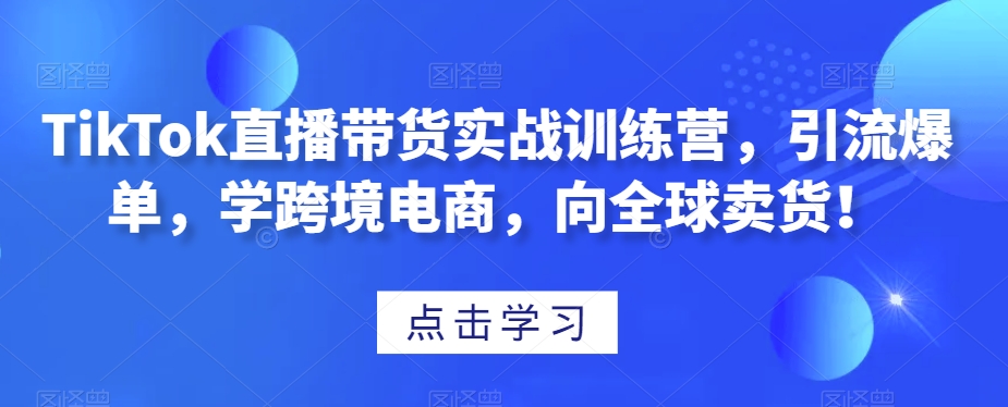 TikTok直播带货实战训练营，引流爆单，学跨境电商，向全球卖货！-红薯资源库