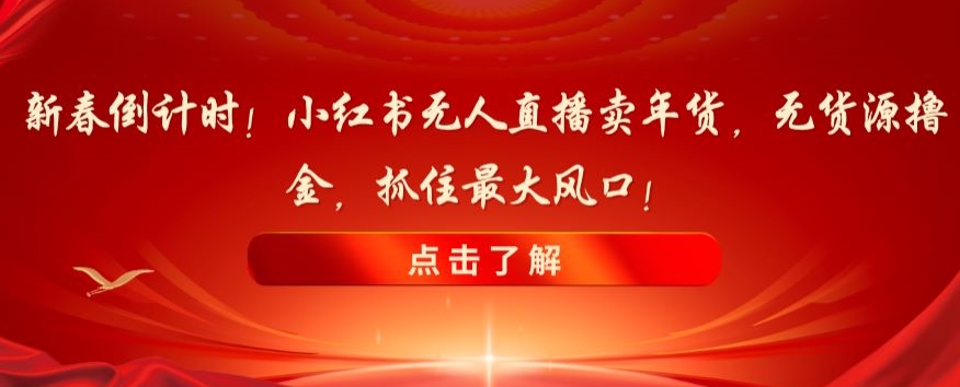 新春倒计时！小红书无人直播卖年货，无货源撸金，抓住最大风口【揭秘】-红薯资源库