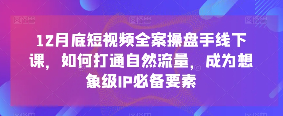 12月底短视频全案操盘手线下课，如何打通自然流量，成为想象级IP必备要素-红薯资源库