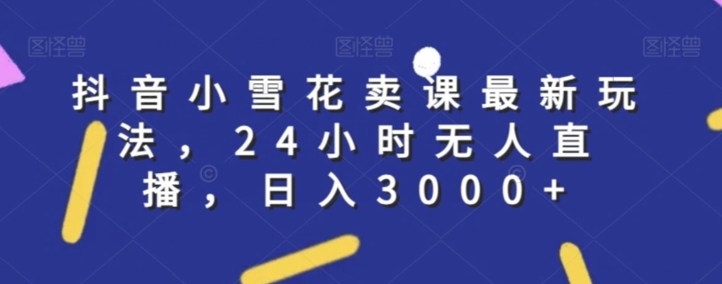 抖音小雪花卖课最新玩法，24小时无人直播，日入3000+【揭秘】-红薯资源库