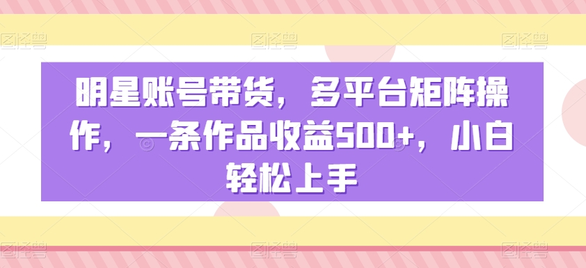 明星账号带货，多平台矩阵操作，一条作品收益500+，小白轻松上手【揭秘】-红薯资源库