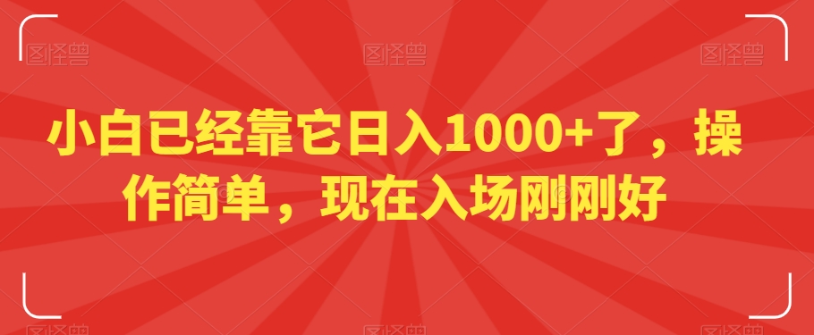 小白已经靠它日入1000+了，操作简单，现在入场刚刚好【揭秘】-红薯资源库