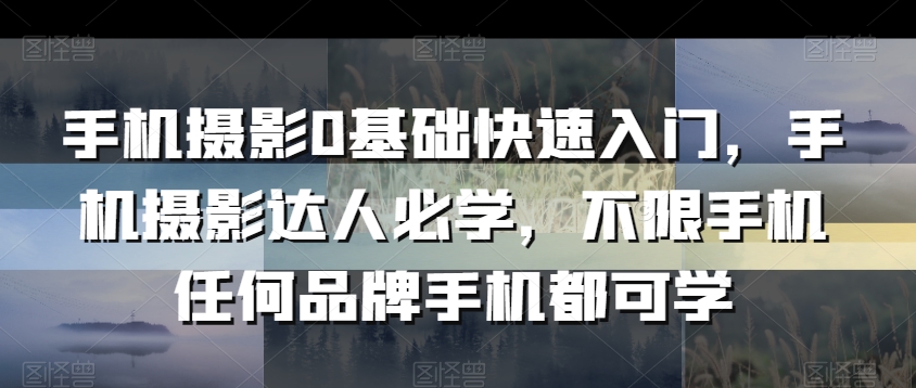 手机摄影0基础快速入门，手机摄影达人必学，不限手机任何品牌手机都可学-红薯资源库