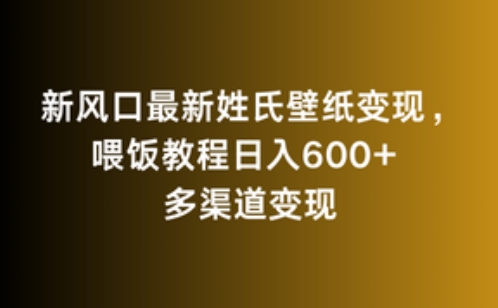 新风口最新姓氏壁纸变现，喂饭教程日入600+【揭秘】-红薯资源库